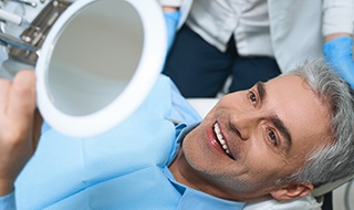 Man smiling in the dental chair