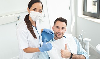 Patient at South Jersey Center for Dental Medicine smiling at dental checkup