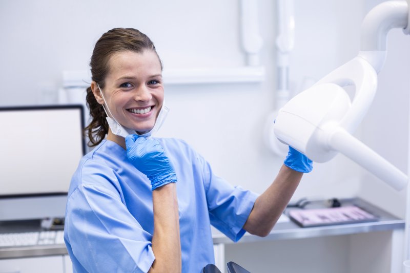 Dental hygienist smiles